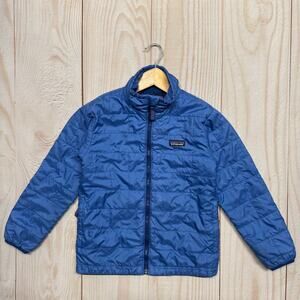 Patagonia Boys Nano Puff Primaloft Jacket Size Small 7-8 Brick Quilted Blue